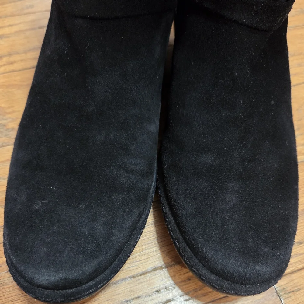 Stuart Weitzman Black Suede Sherpa Ankle Boots Size 9.5